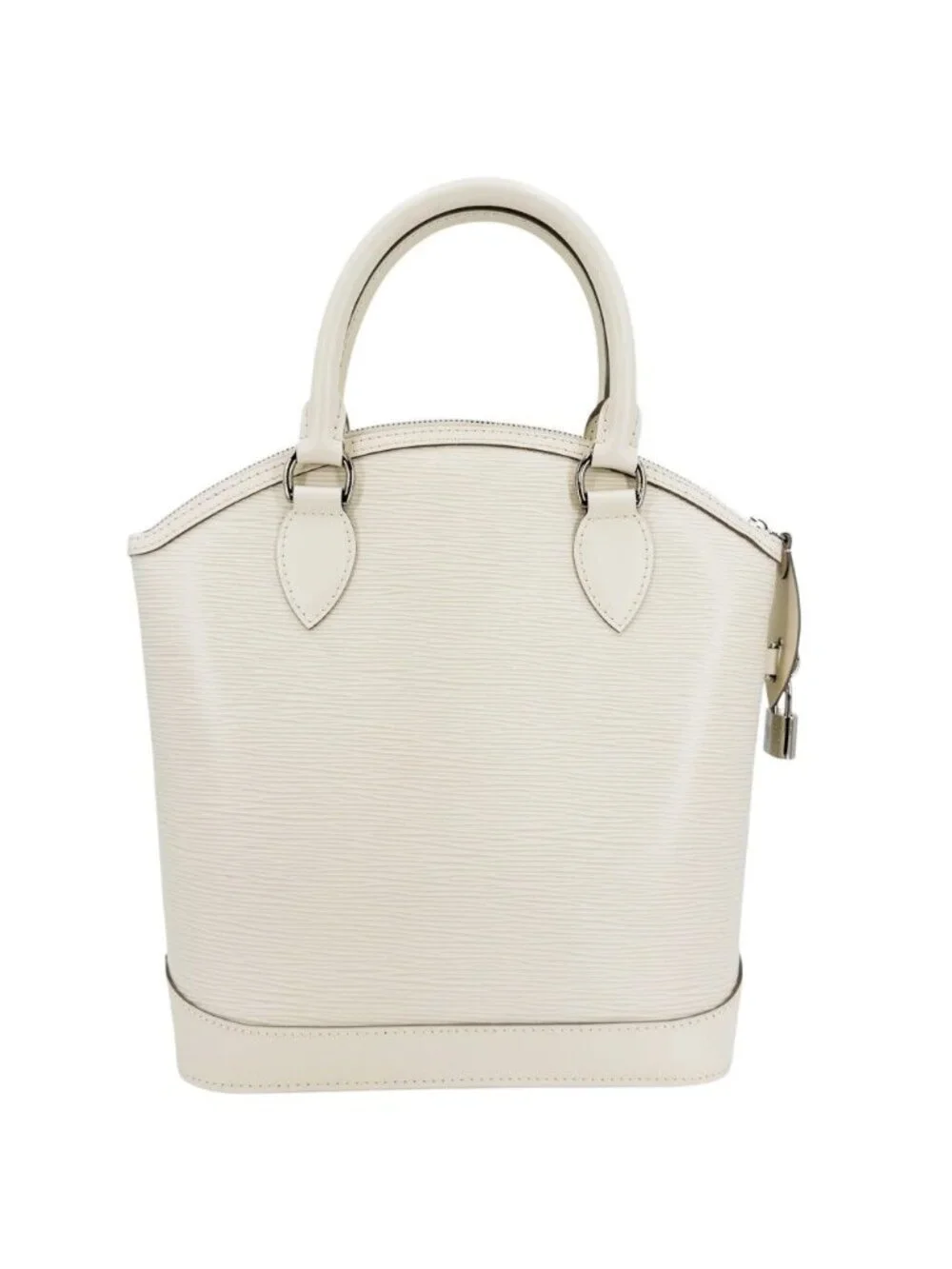 Louis Vuitton Tote Lockit PM Handbag Epi Leather Ivory Silver